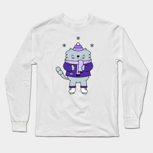 Ice skating cat Long Sleeve T-Shirt